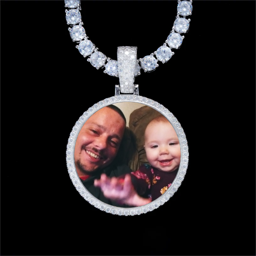 925S & VVS Moissanite 3D Circle Custom Picture Pendant