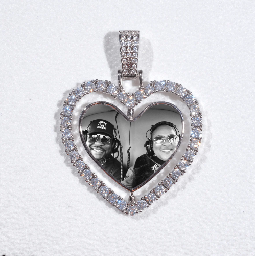 3D Spinning 2-Faced Heart Custom Picture Pendant