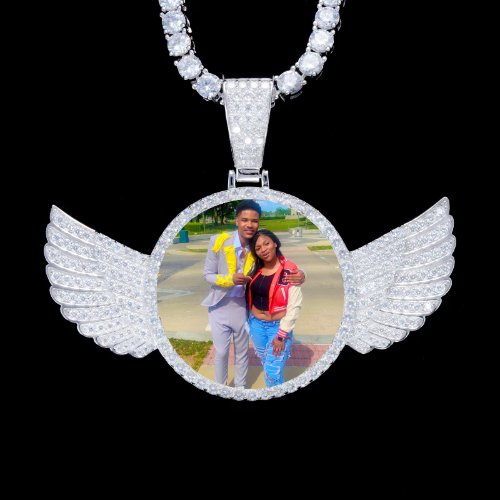 925S & VVS Moissanite 3D Wing Custom Picture Pendant