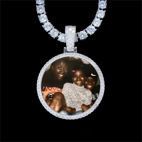 925S & VVS Moissanite 3D Circle Custom Picture Pendant