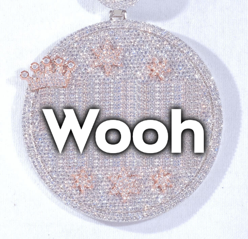 CUSTOM LETTER NECKLACE 3D BIG CROWN DISC