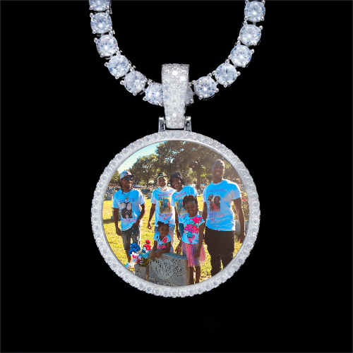 925S & VVS Moissanite 3D Circle Custom Picture Pendant