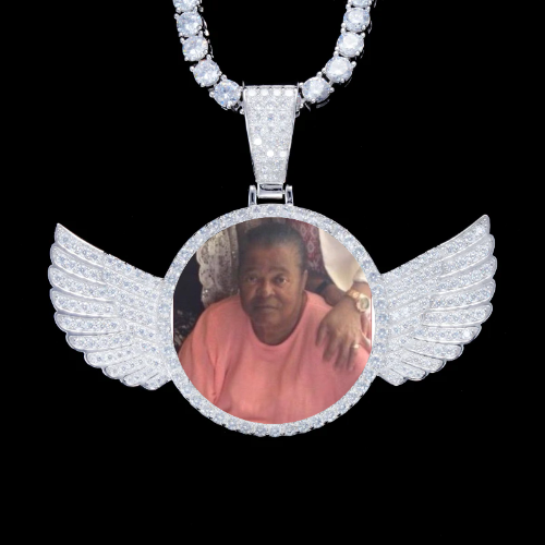 925S & VVS Moissanite 3D Wing Custom Picture Pendant