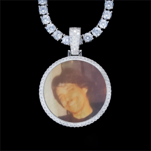 925S & VVS Moissanite 3D Circle Custom Picture Pendant
