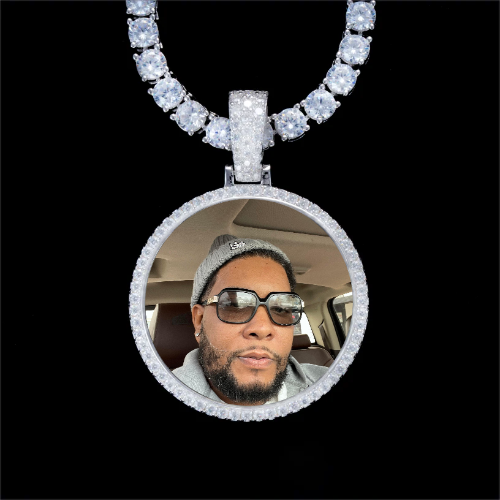 925S & VVS Moissanite 3D Circle Custom Picture Pendant