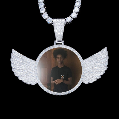 925S & VVS Moissanite 3D Wing Custom Picture Pendant