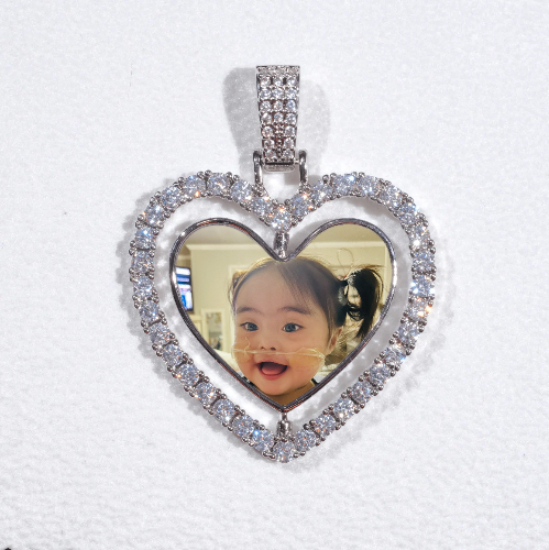 3D Spinning 2-Faced Heart Custom Picture Pendant