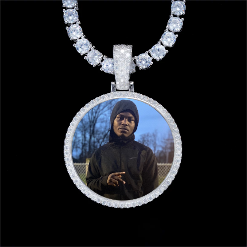 925S & VVS Moissanite 3D Circle Custom Picture Pendant