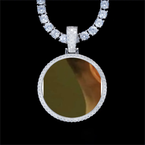925S & VVS Moissanite 3D Circle Custom Picture Pendant