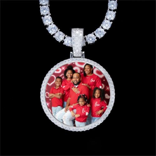 925S & VVS Moissanite 3D Circle Custom Picture Pendant