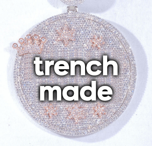 CUSTOM LETTER NECKLACE 3D BIG CROWN DISC