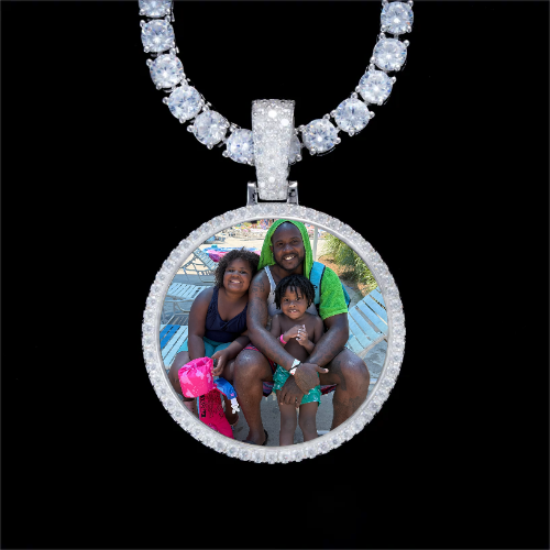 925S & VVS Moissanite 3D Circle Custom Picture Pendant