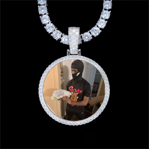 925S & VVS Moissanite 3D Circle Custom Picture Pendant