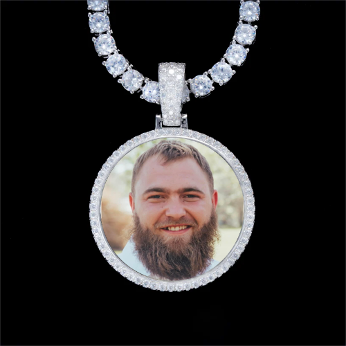 925S & VVS Moissanite 3D Circle Custom Picture Pendant