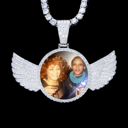 925S & VVS Moissanite 3D Wing Custom Picture Pendant