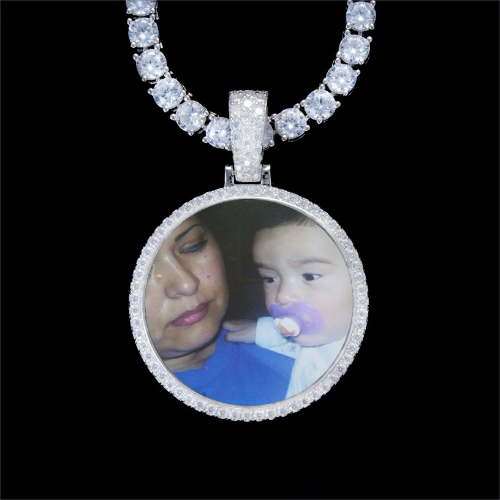 925S & VVS Moissanite 3D Circle Custom Picture Pendant