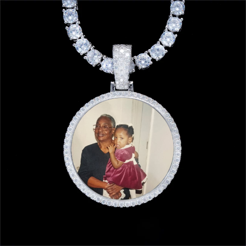 925S & VVS Moissanite 3D Circle Custom Picture Pendant
