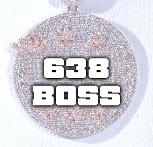 CUSTOM LETTER NECKLACE 3D BIG CROWN DISC