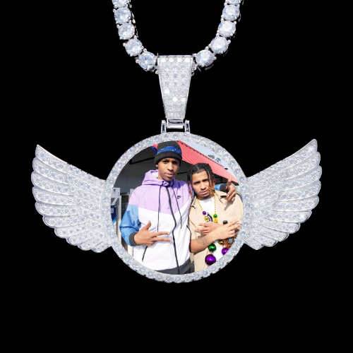 925S & VVS Moissanite 3D Wing Custom Picture Pendant