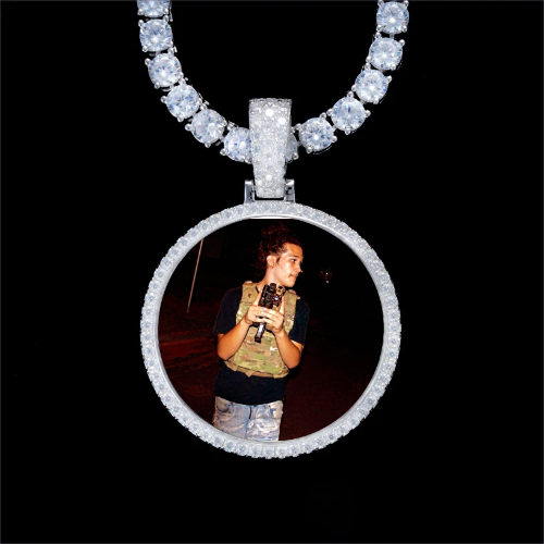 925S & VVS Moissanite 3D Circle Custom Picture Pendant
