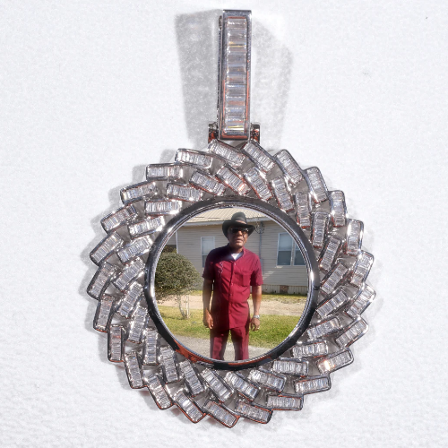 Large 3D Baguette Custom Picture Pendant