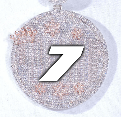 CUSTOM LETTER NECKLACE 3D BIG CROWN DISC