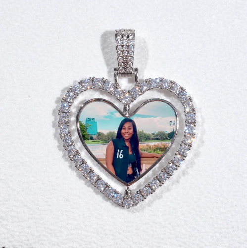 3D Spinning 2-Faced Heart Custom Picture Pendant