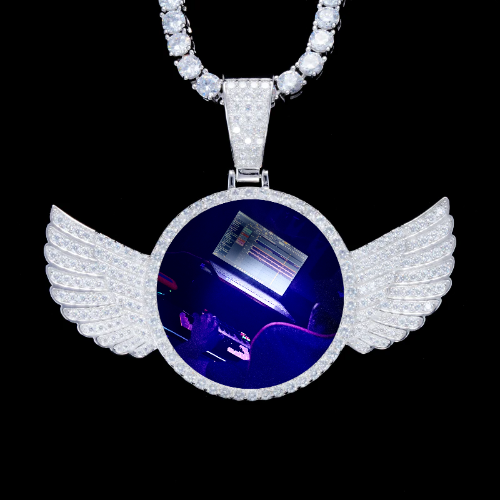 925S & VVS Moissanite 3D Wing Custom Picture Pendant