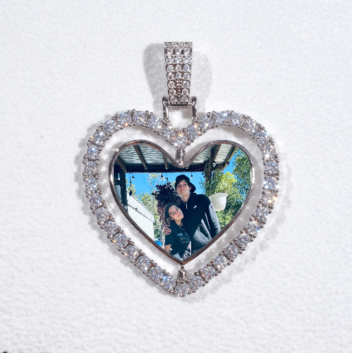 3D Spinning 2-Faced Heart Custom Picture Pendant