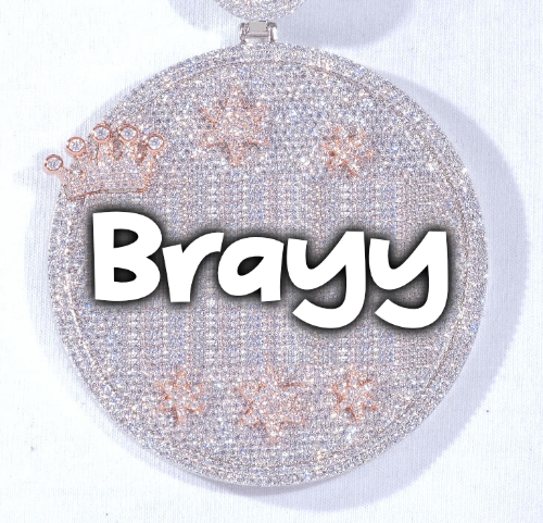 CUSTOM LETTER NECKLACE 3D BIG CROWN DISC