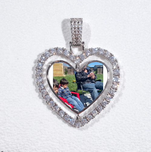 3D Spinning 2-Faced Heart Custom Picture Pendant