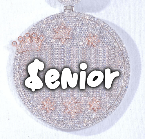 CUSTOM LETTER NECKLACE 3D BIG CROWN DISC