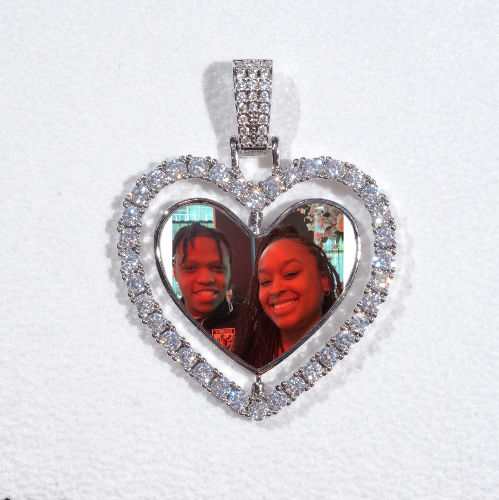 3D Spinning 2-Faced Heart Custom Picture Pendant
