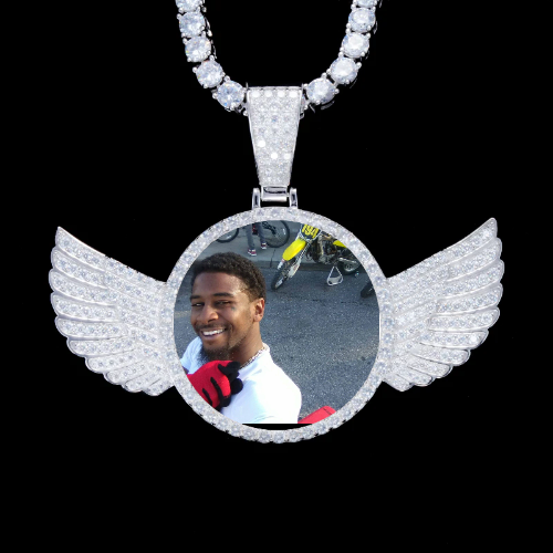 925S & VVS Moissanite 3D Wing Custom Picture Pendant