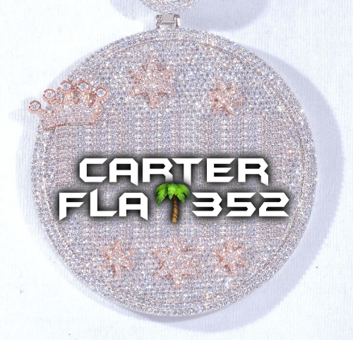 CUSTOM LETTER NECKLACE 3D BIG CROWN DISC