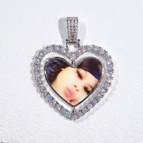 3D Spinning 2-Faced Heart Custom Picture Pendant