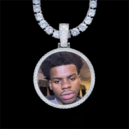 925S & VVS Moissanite 3D Circle Custom Picture Pendant