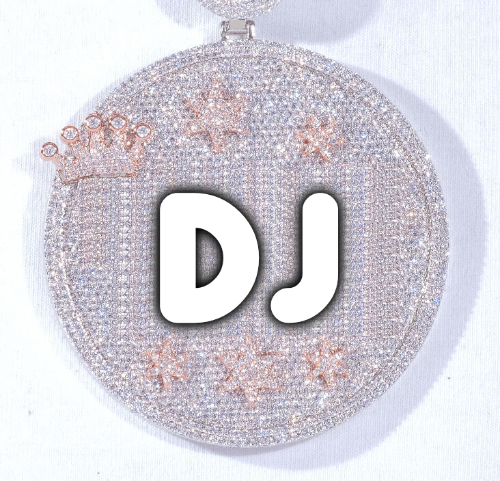 CUSTOM LETTER NECKLACE 3D BIG CROWN DISC