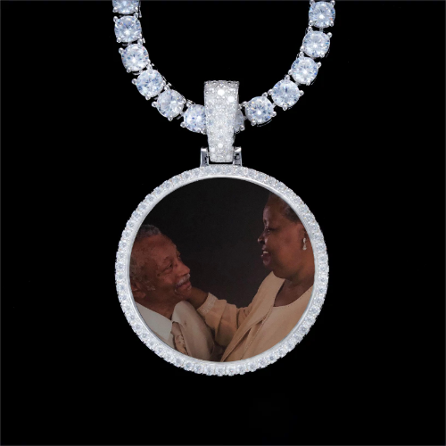 925S & VVS Moissanite 3D Circle Custom Picture Pendant