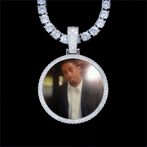 925S & VVS Moissanite 3D Circle Custom Picture Pendant
