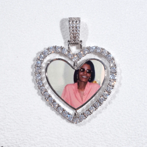 3D Spinning 2-Faced Heart Custom Picture Pendant