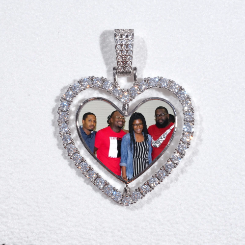 3D Spinning 2-Faced Heart Custom Picture Pendant