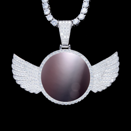 925S & VVS Moissanite 3D Wing Custom Picture Pendant