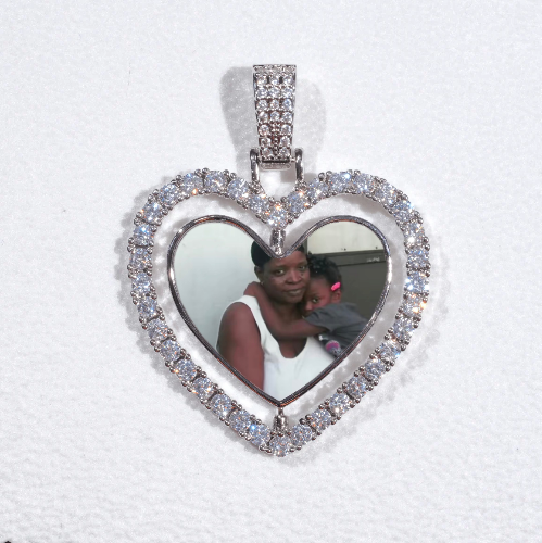3D Spinning 2-Faced Heart Custom Picture Pendant