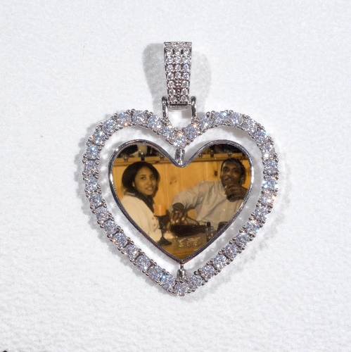3D Spinning 2-Faced Heart Custom Picture Pendant