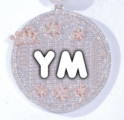 CUSTOM LETTER NECKLACE 3D BIG CROWN DISC
