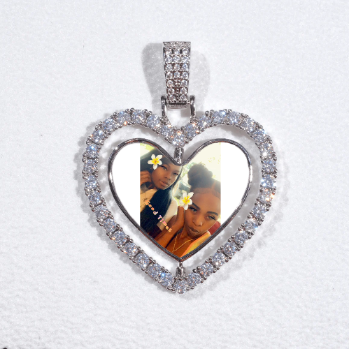 3D Spinning 2-Faced Heart Custom Picture Pendant