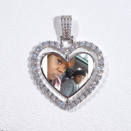 3D Spinning 2-Faced Heart Custom Picture Pendant