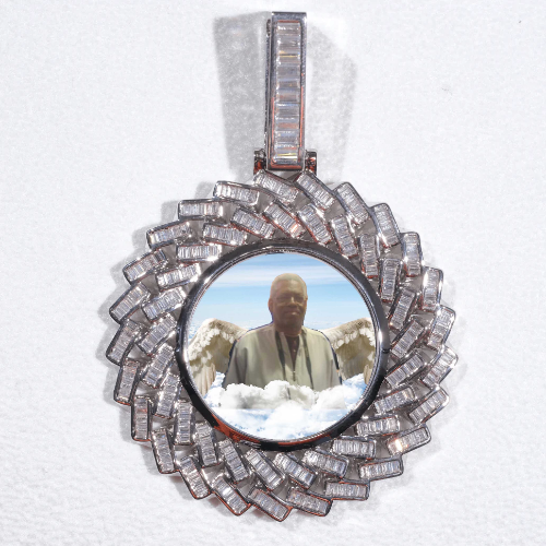 Large 3D Baguette Custom Picture Pendant