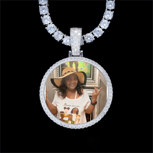 925S & VVS Moissanite 3D Circle Custom Picture Pendant